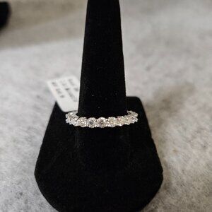MOISSANITE 925 Sterling Silver 3mm 2.3ct Wedding Band/Eternity Ring - Sz 8